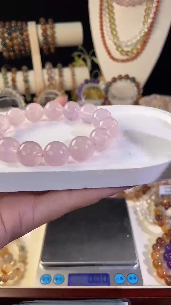 未镶嵌手串水晶14m粉水晶