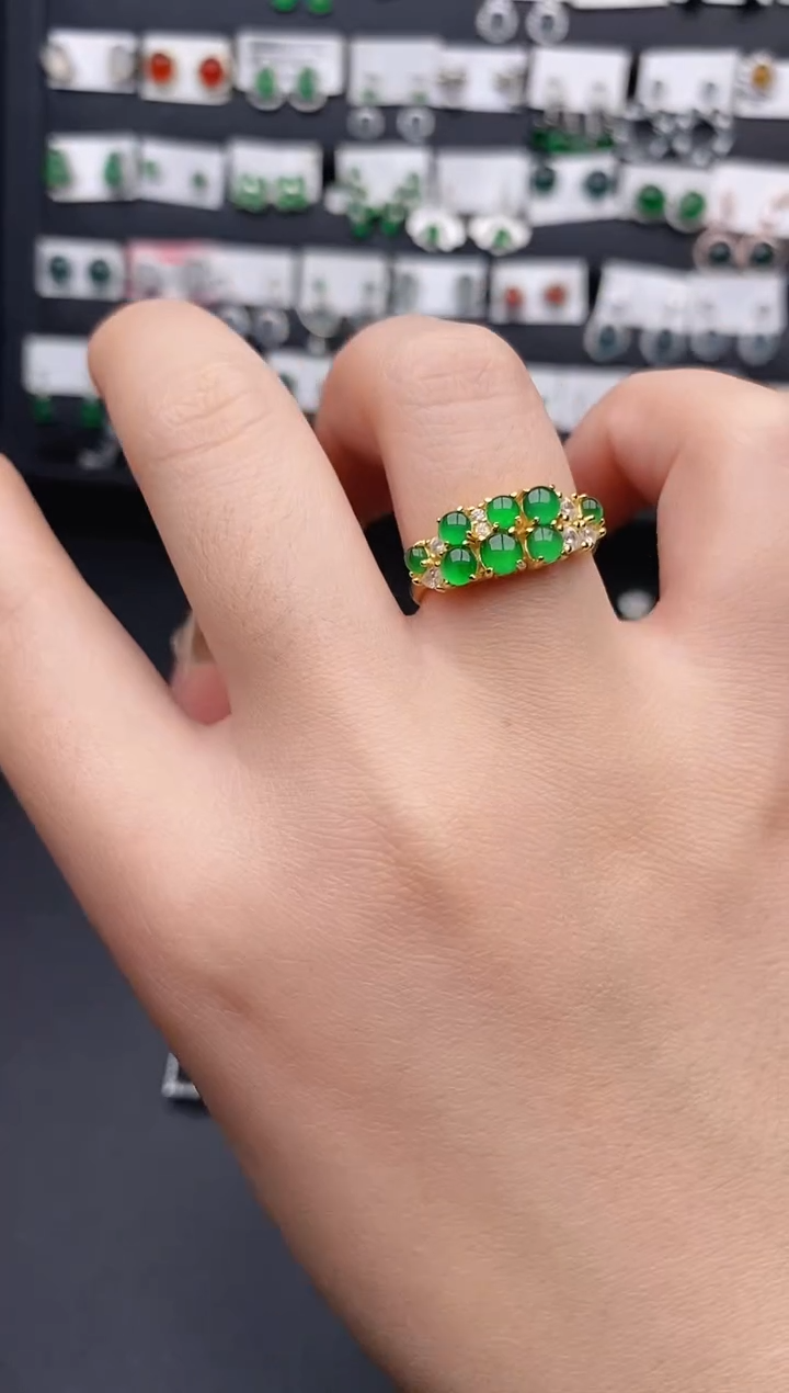 银S925镶嵌戒指翡翠0