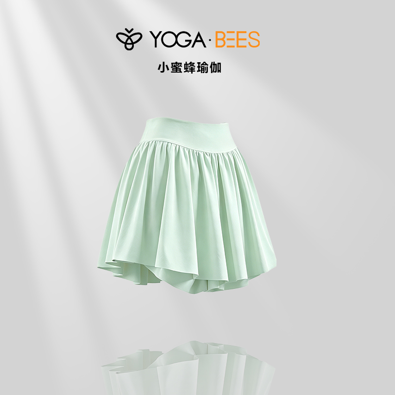 Yogabees小蜜蜂瑜伽无缝夏季新款高腰运动网纱短裙防走光XH152