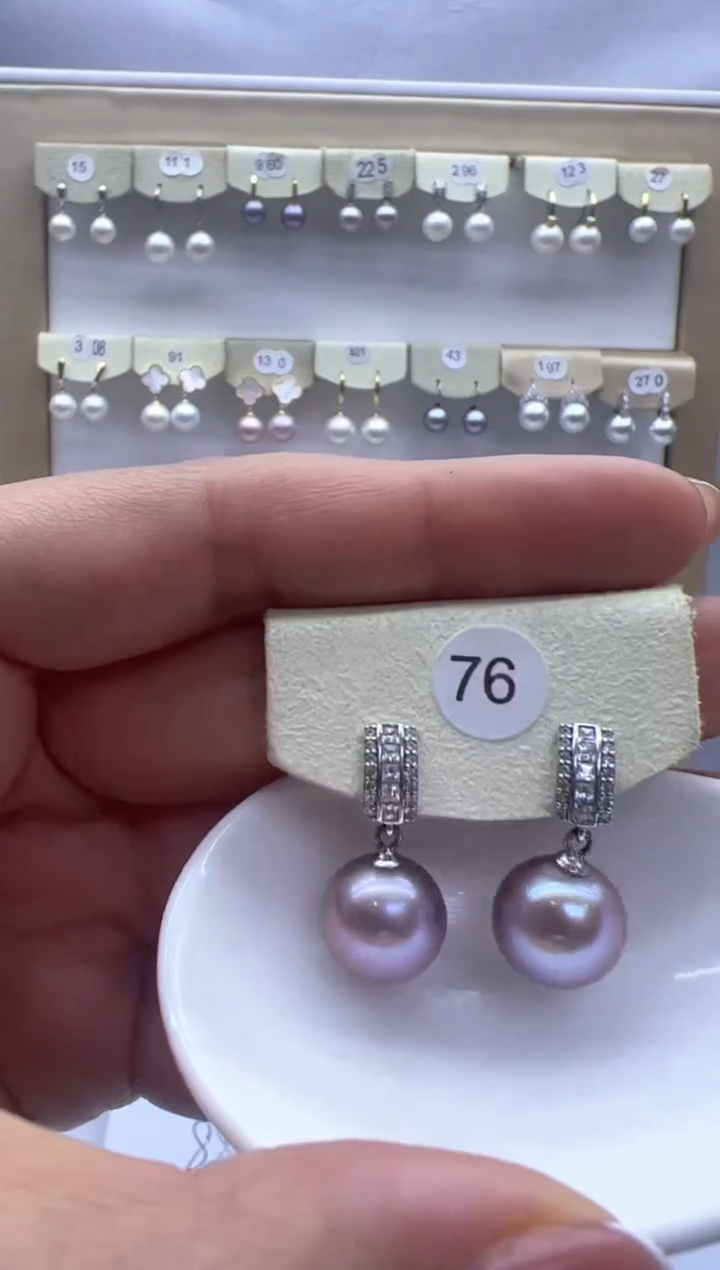 【闪购商品】淡水珍珠耳饰银S925镶嵌76