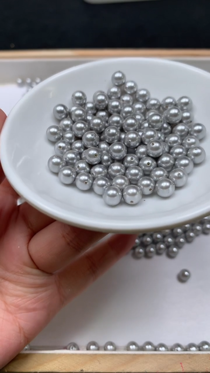未镶嵌散珠拼合珍珠（马贝珠）B756 奶奶灰贝珠6mm30个6.8元