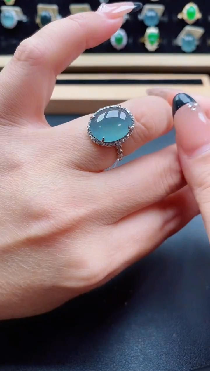 银S925镶嵌戒指翡翠1