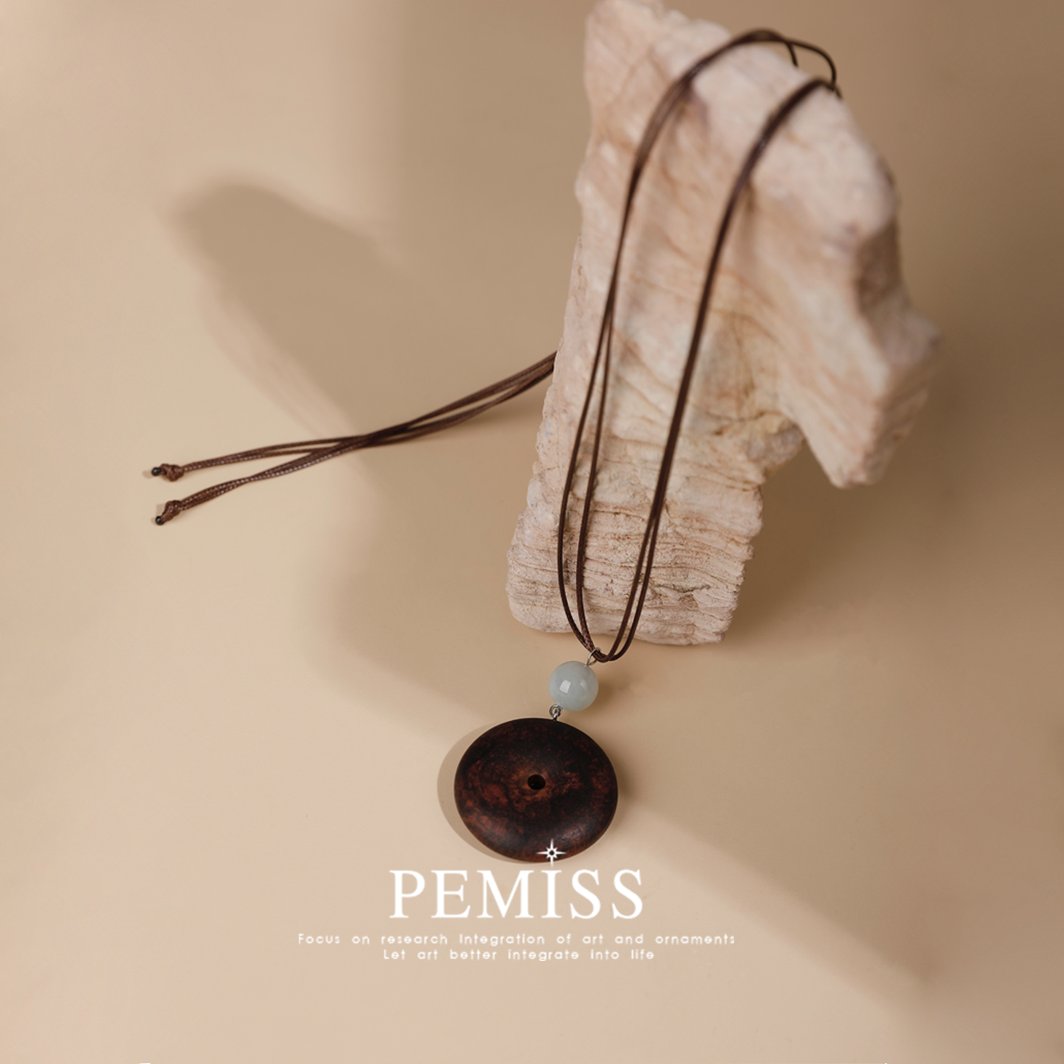 非金属木质吊坠 平安扣降真香木吊坠毛衣链项链秋冬新款男女款