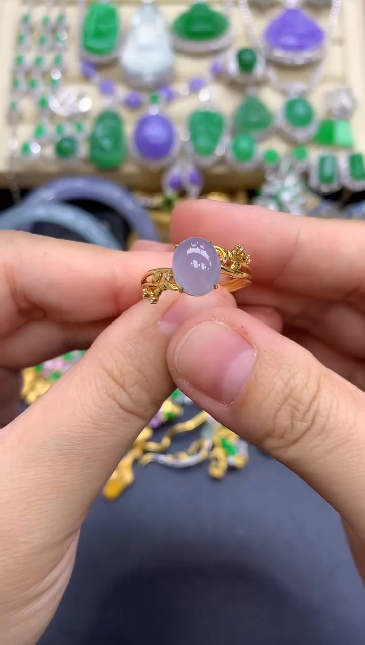 18K金镶嵌戒指翡翠190-中国好珍宝