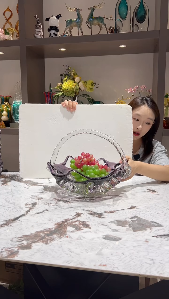 镂空紫色琉璃水果盘