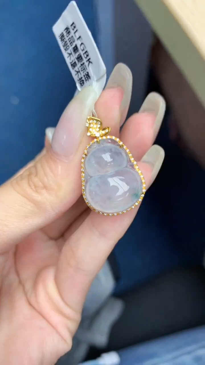 翡翠18K金镶嵌颈饰 天然缅甸翡翠a货百元以上9元证书费自理