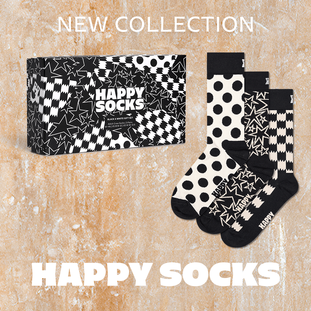 HappySocks黑白点点袜子礼盒3双装