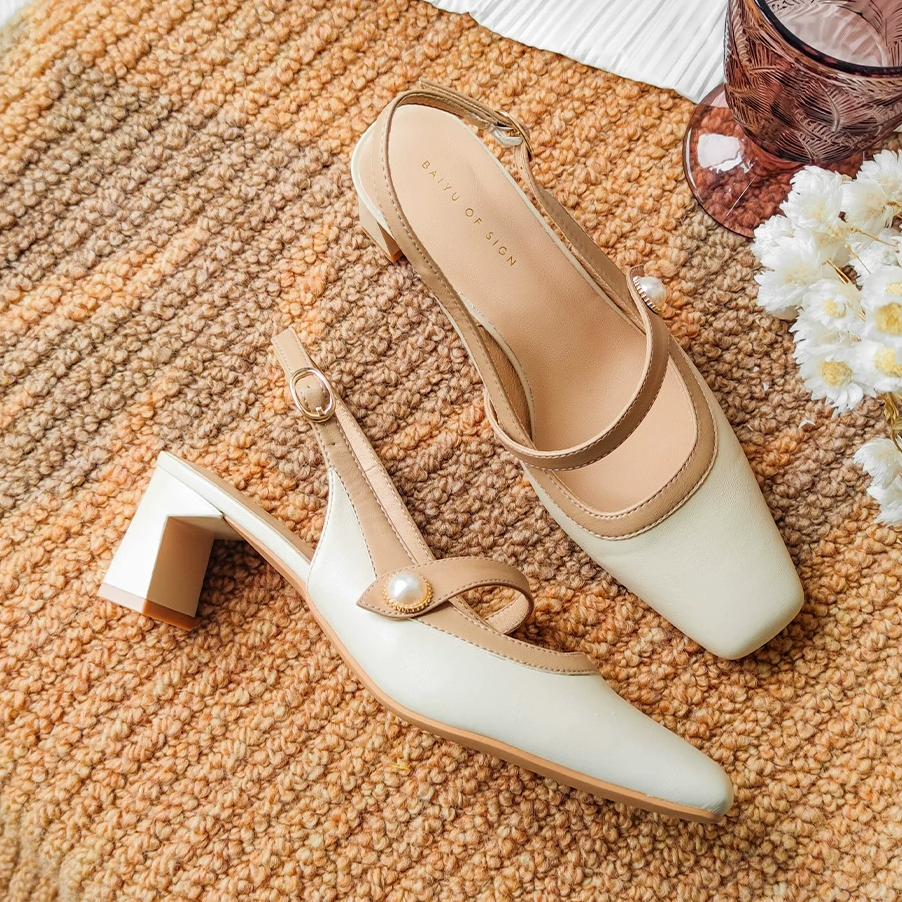 万达撤柜法式晚晚高跟鞋小跟白色旗袍单鞋粗跟包头凉鞋女玛丽珍夏