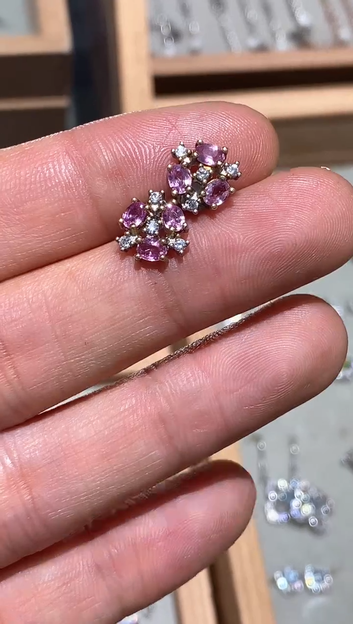 耳饰蓝宝石银S925镶嵌耳钉