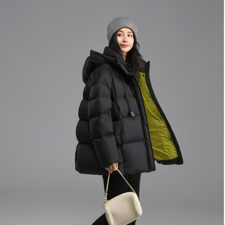 90白鸭绒中长款羽绒服女