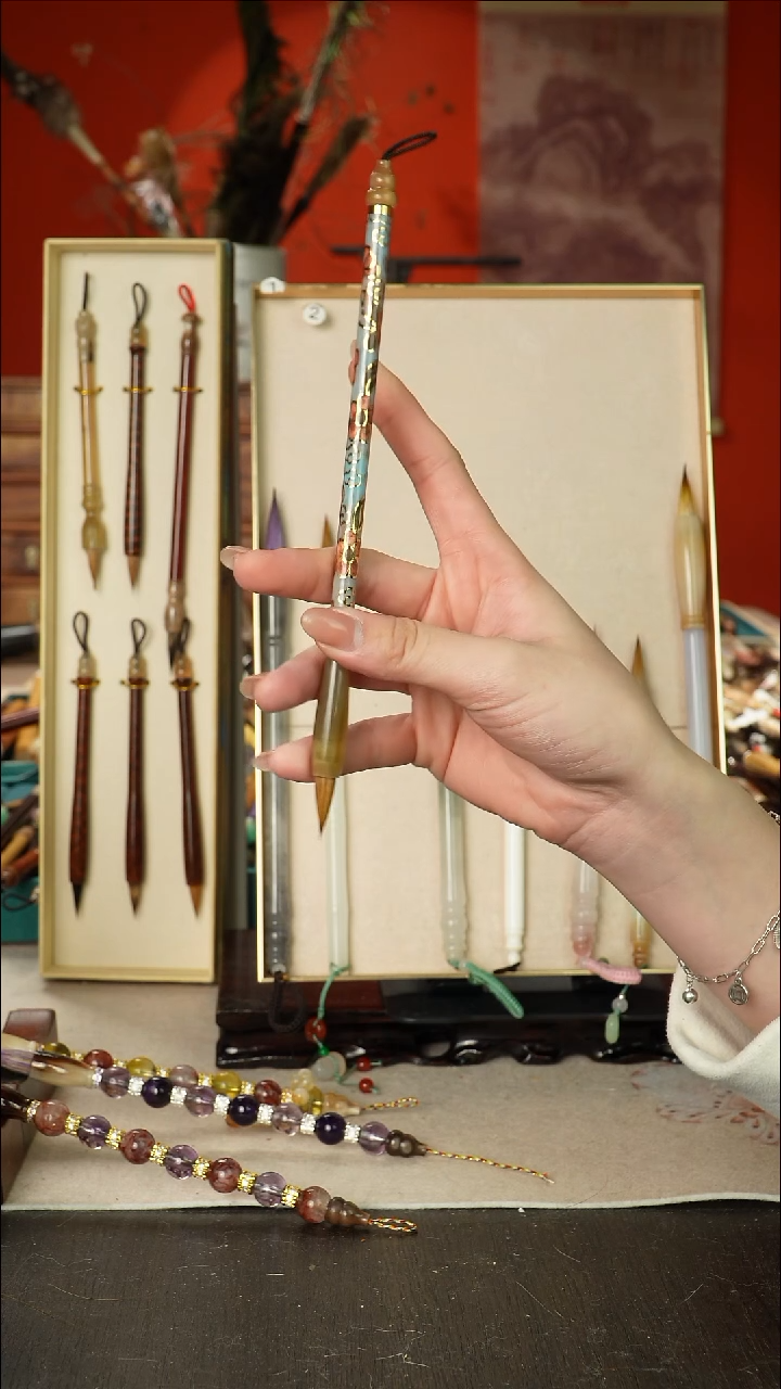 65号闪孤品高货毛笔链接 清水试笔 蘸墨不退