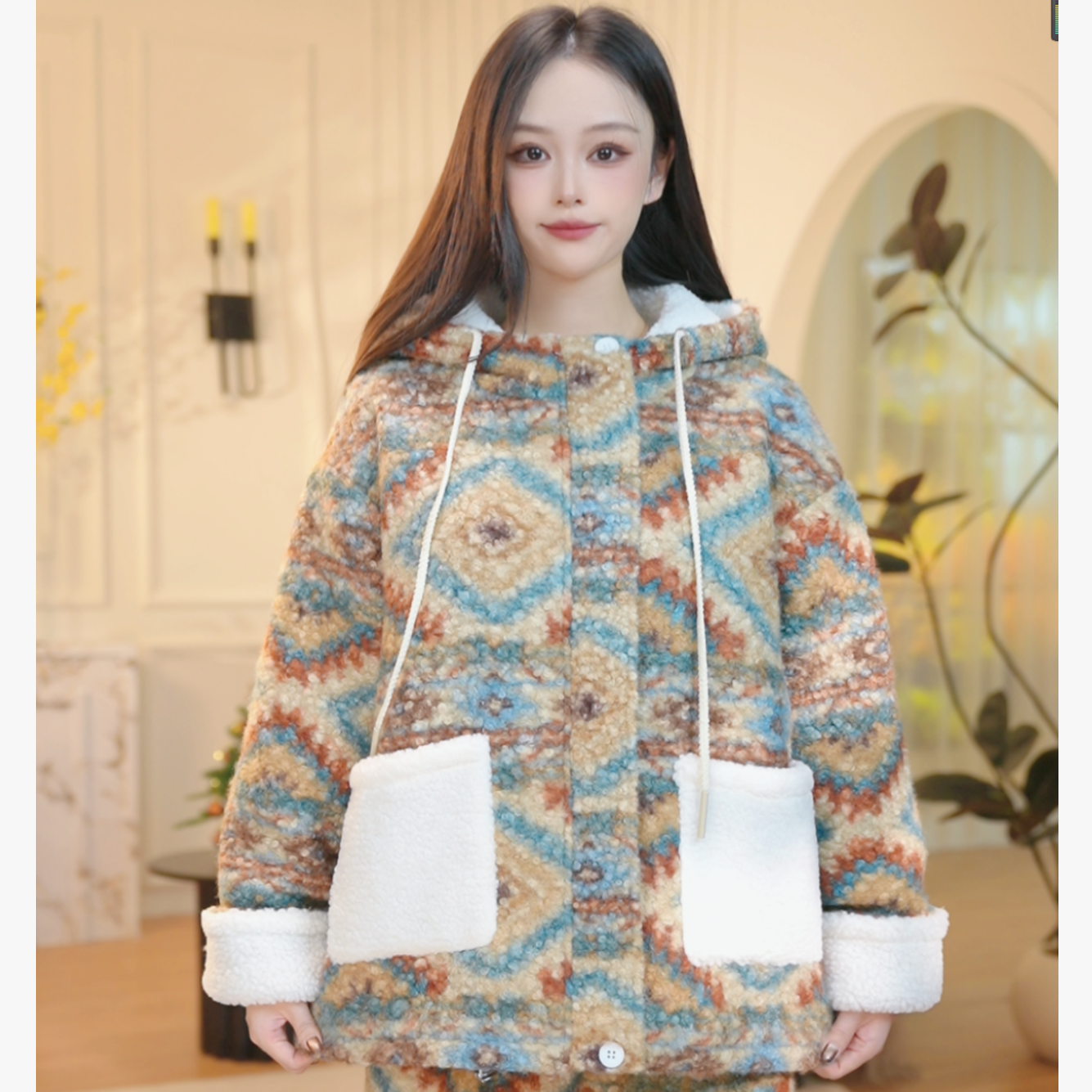 N冬季新款长袖加绒加厚款家居服高颜值柔软睡衣套装