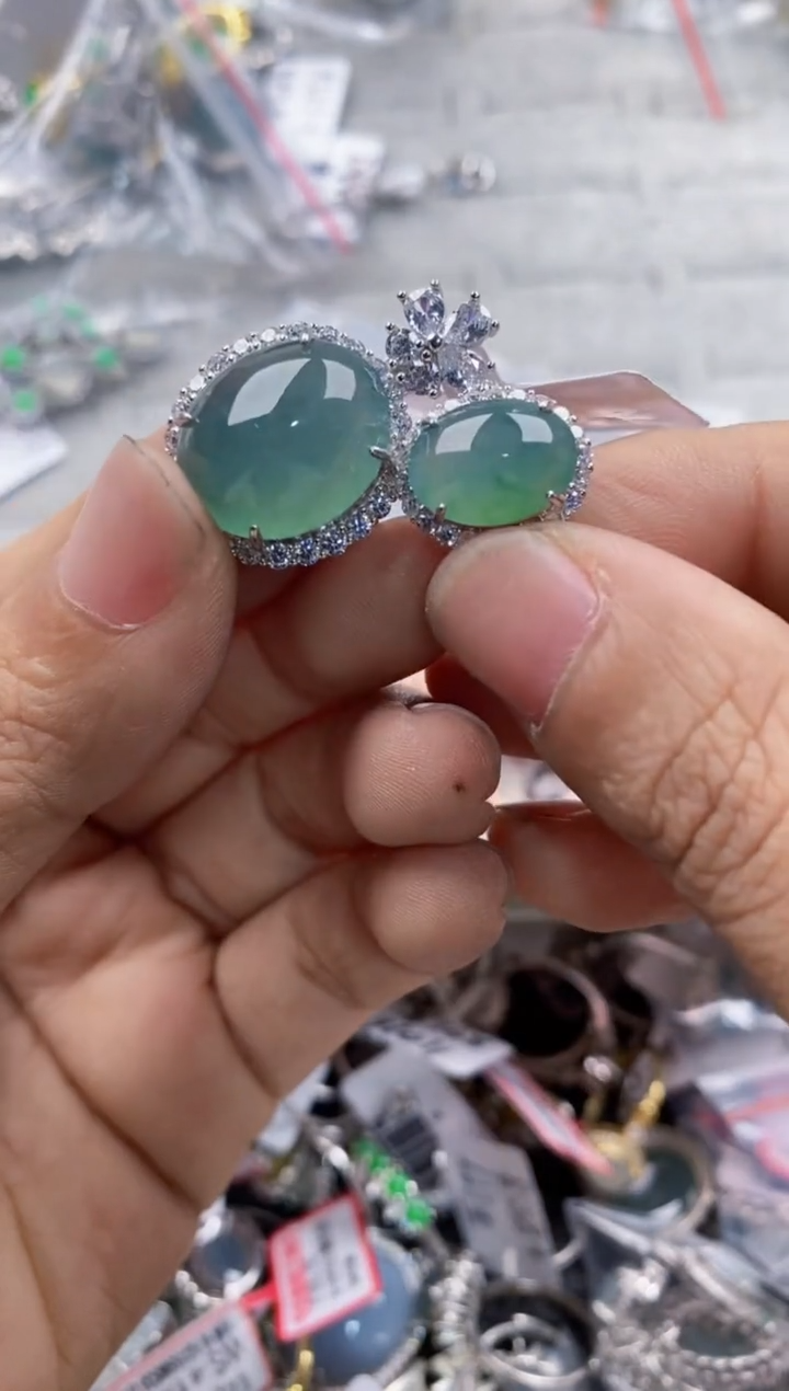 银S925镶嵌戒指翡翠11               5