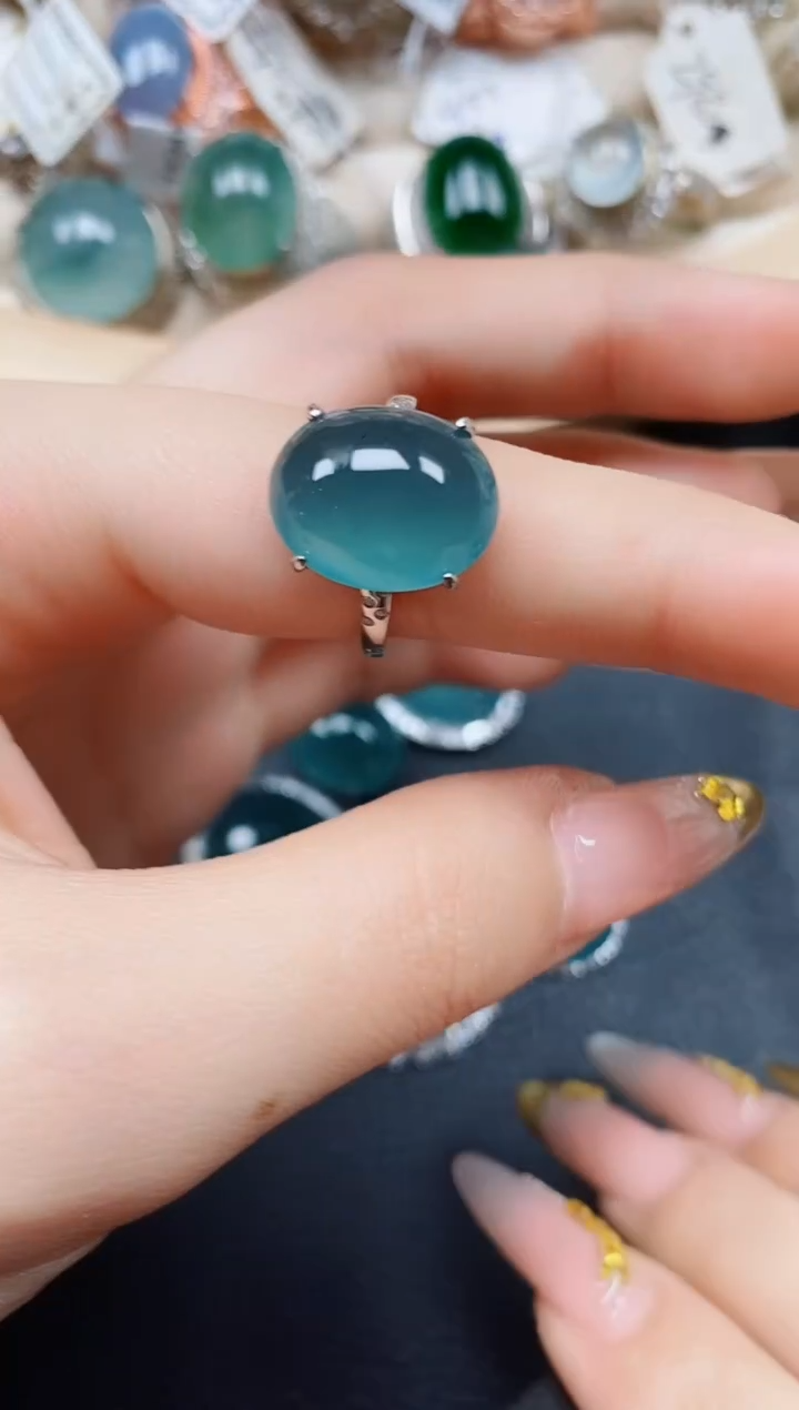 【闪购商品】翡翠戒指银S925镶嵌翡翠