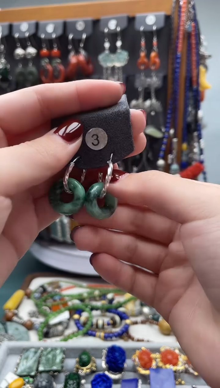 【闪购商品】翡翠耳饰银S925镶嵌饰品