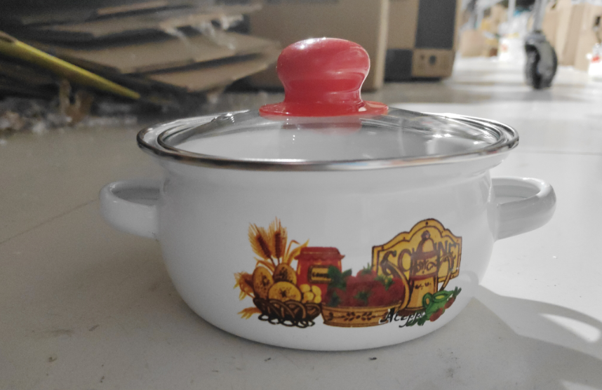 14口径搪瓷锅瑕疵处理颜色花色随机发