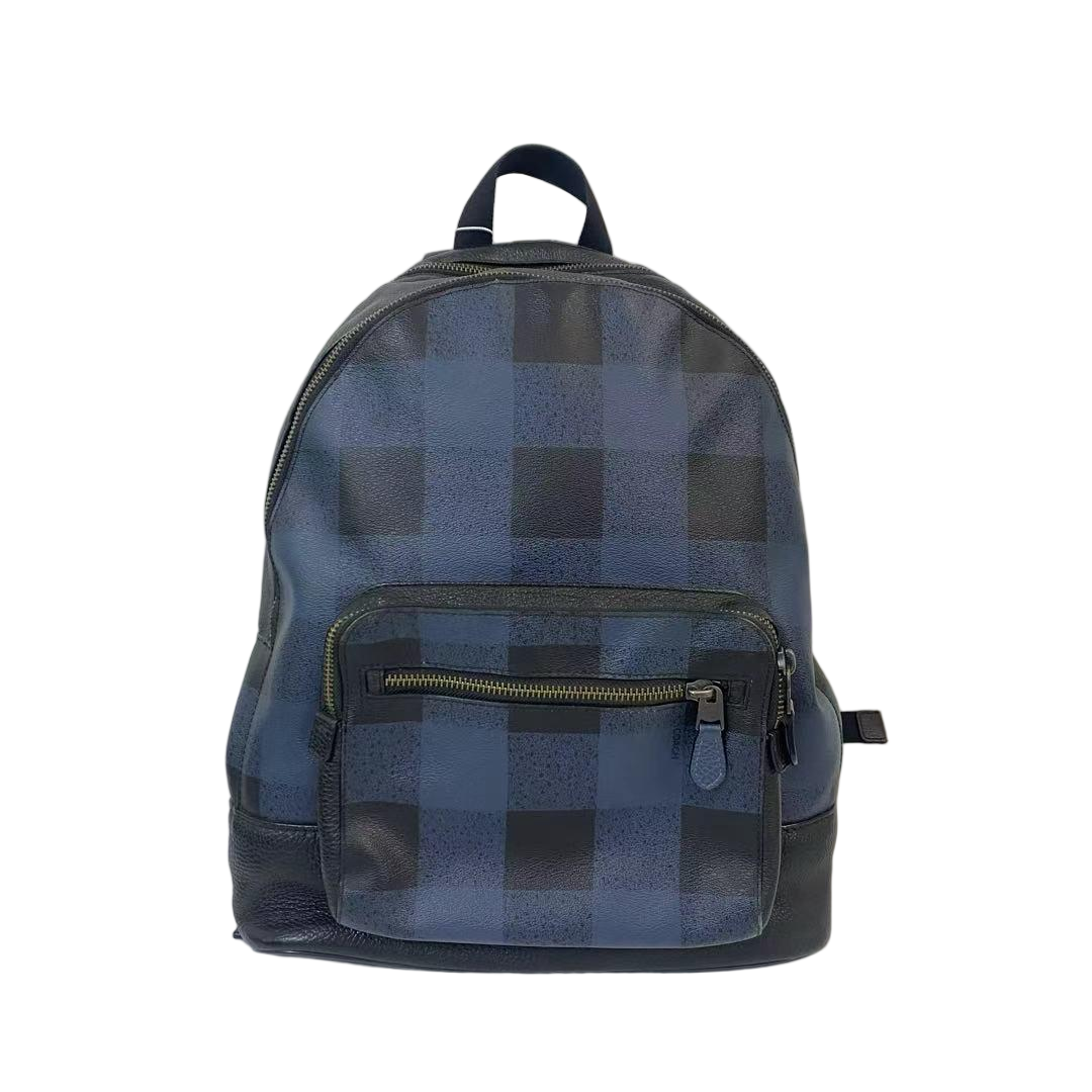 95新 COACH/蔻驰 经典格纹PVC拼皮双肩背包  Y-50491-C