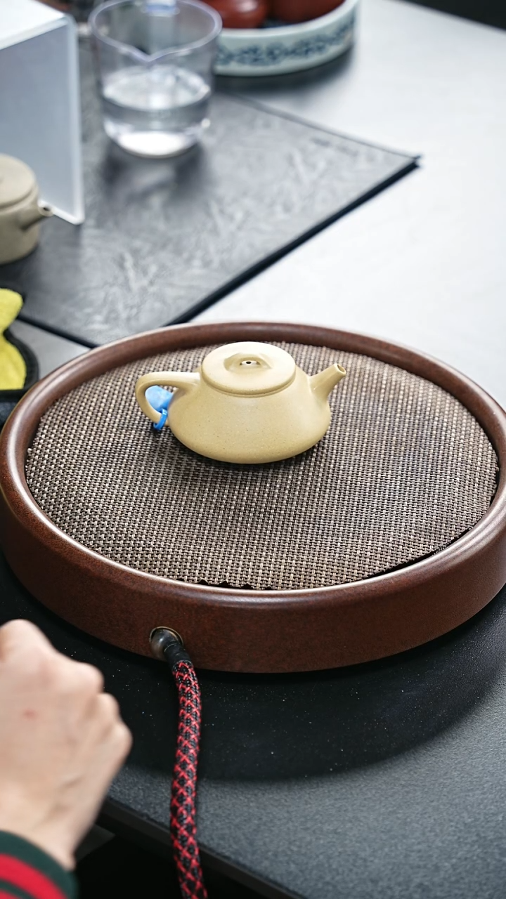 茶壶紫砂井瓢-梨皮本绿-全手工微微瑕