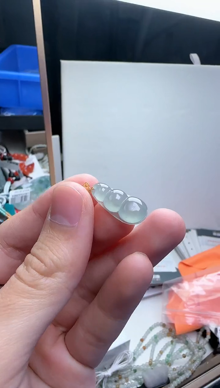 【闪购商品】翡翠吊坠(不含链)18K金镶嵌翡翠吊坠5