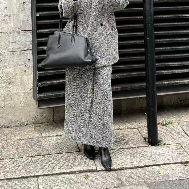 FIINAL《经典反场半裙》高定雪花小香人字纹半裙