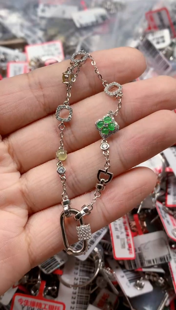 银S925镶嵌戒指翡翠天然A货缅甸翡翠