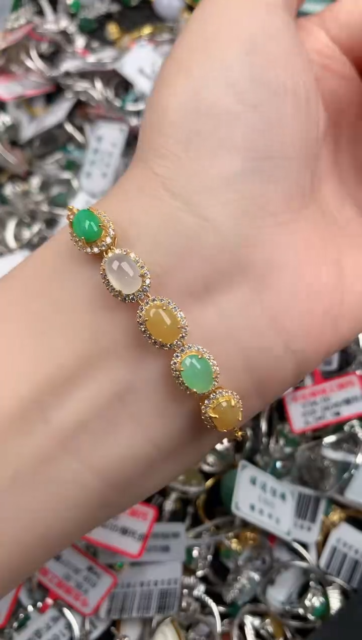 银S925镶嵌戒指翡翠66---2