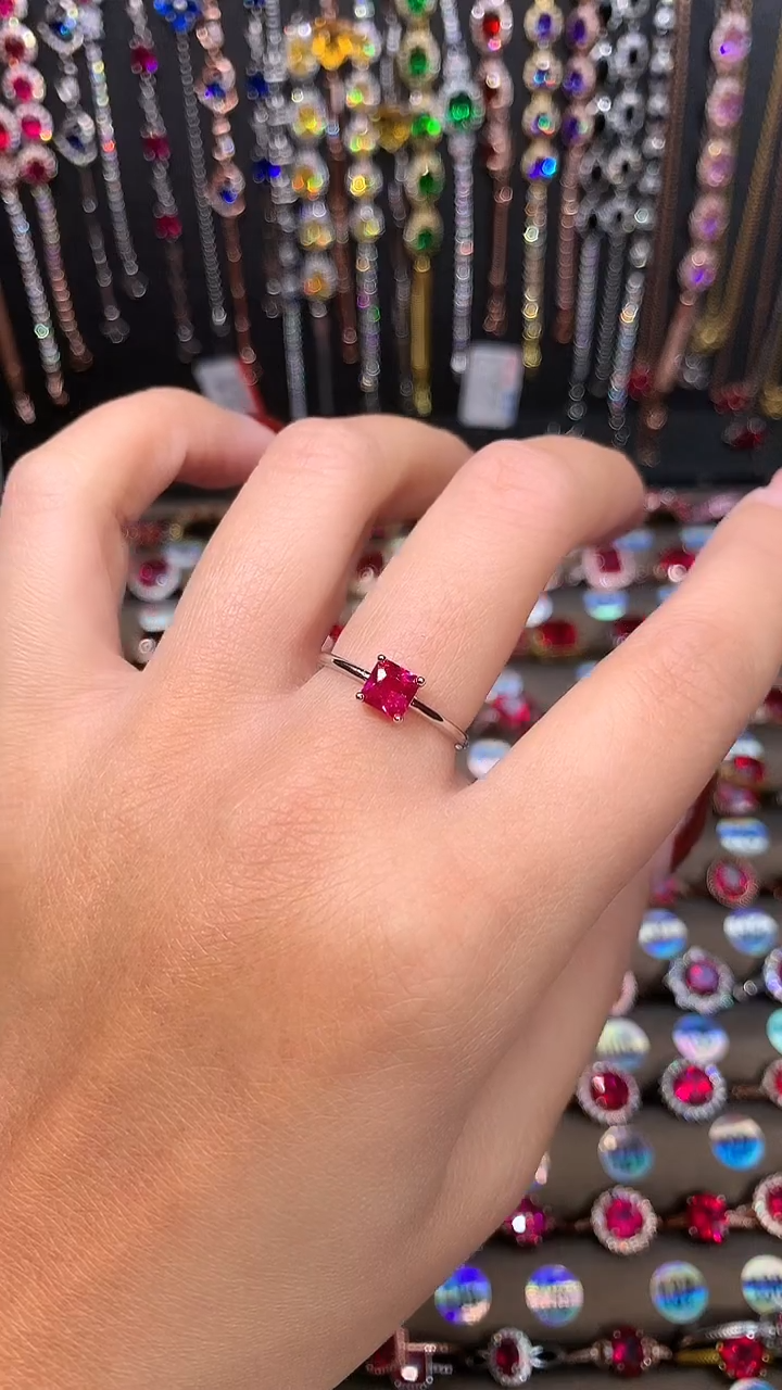 【闪购商品】红宝石戒指银S925镶嵌5银色