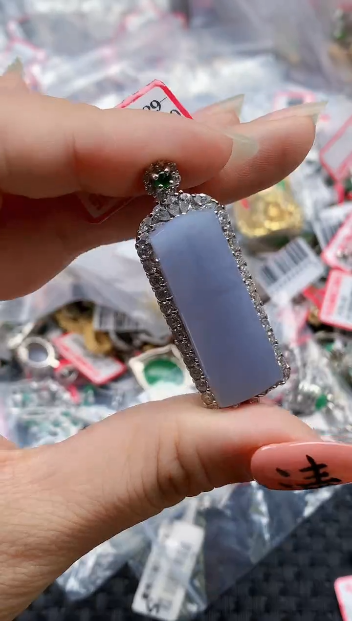 银S925镶嵌戒指翡翠天然A货缅甸翡翠