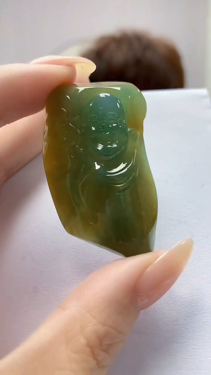 【闪购商品】定制翡翠未镶嵌4868DD-毛货挂件48