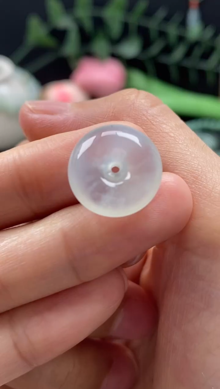 【闪购商品】翡翠耳饰未镶嵌翡翠白冰平安扣