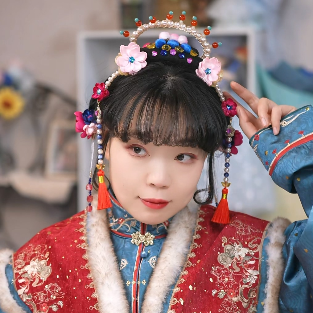 饰阿梁织梦系列儿童头饰女童汉服发饰发夹中国风抓夹发包气质百搭