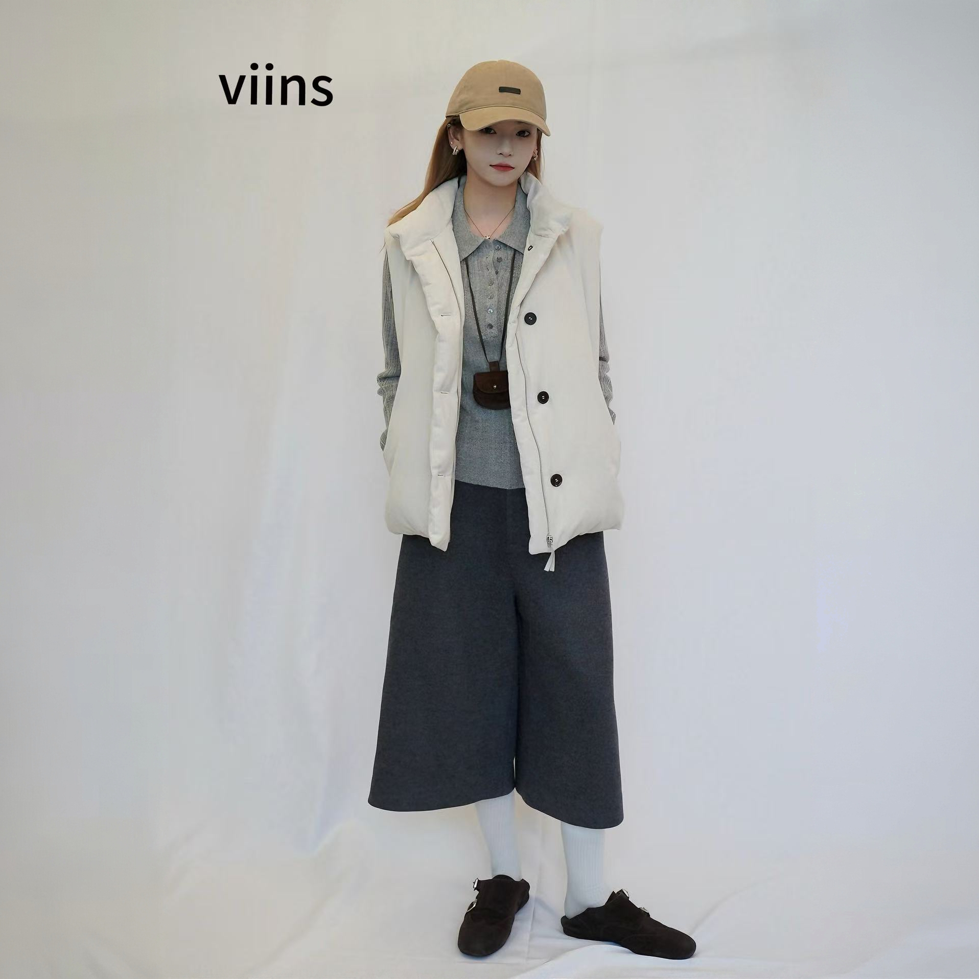 VIINS 百搭时尚翻领POLO领羊毛长袖针织衫女打底衫