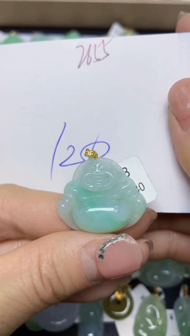 【闪购商品】翡翠挂件18K金镶嵌 天然翡翠A货