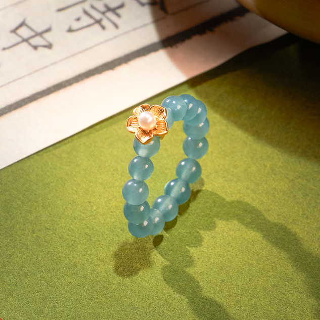 如愿阁上等天然玉髓淡水珍珠戒指新中式国风女士款精美戒圈正宗