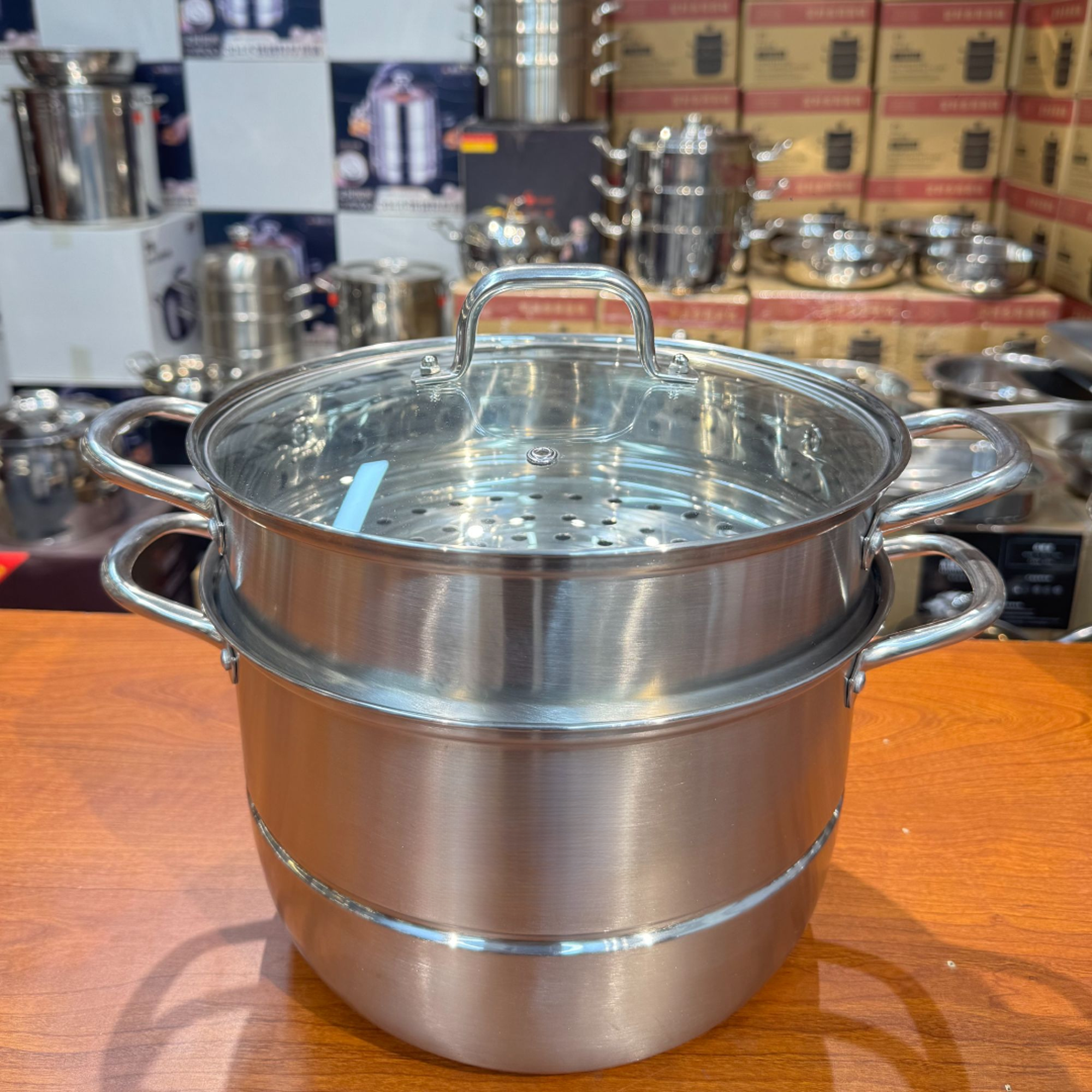 BH/不锈钢三层蒸锅26CM汤蒸锅多功能大容量蒸笼汤锅电磁炉1通用hn