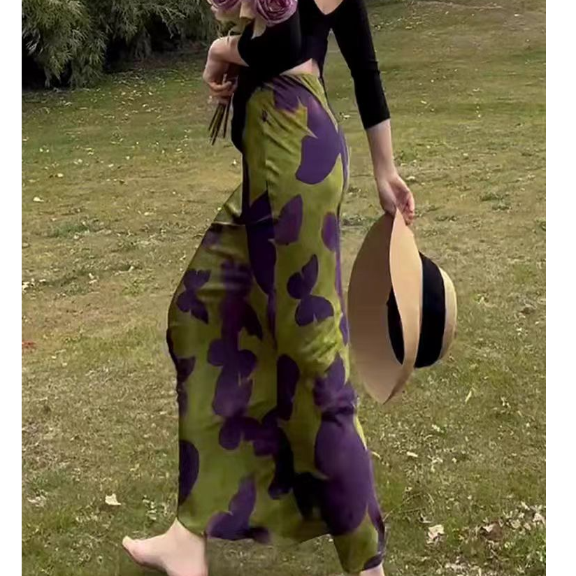 印花半身裙女2025夏季新款气质复古高腰显瘦轻薄修身长款鱼尾裙
