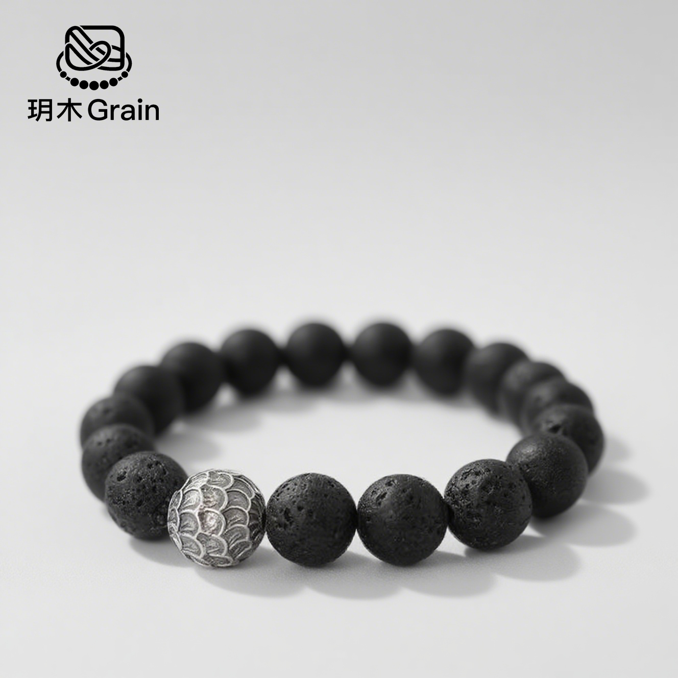 玥木Grain 复古火山石手串高级感小众设计饰品个性简约手饰配饰