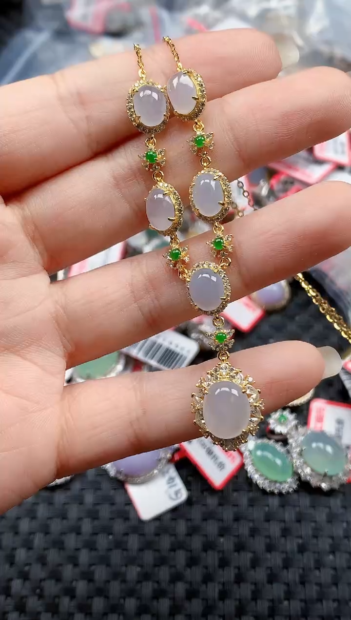 银S925镶嵌戒指翡翠天然A货缅甸翡翠