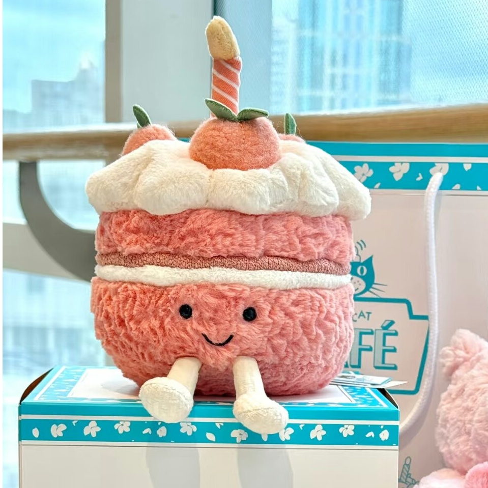 英国正版快闪限定趣味桃子蛋糕毛绒玩偶安抚玩具节日礼物