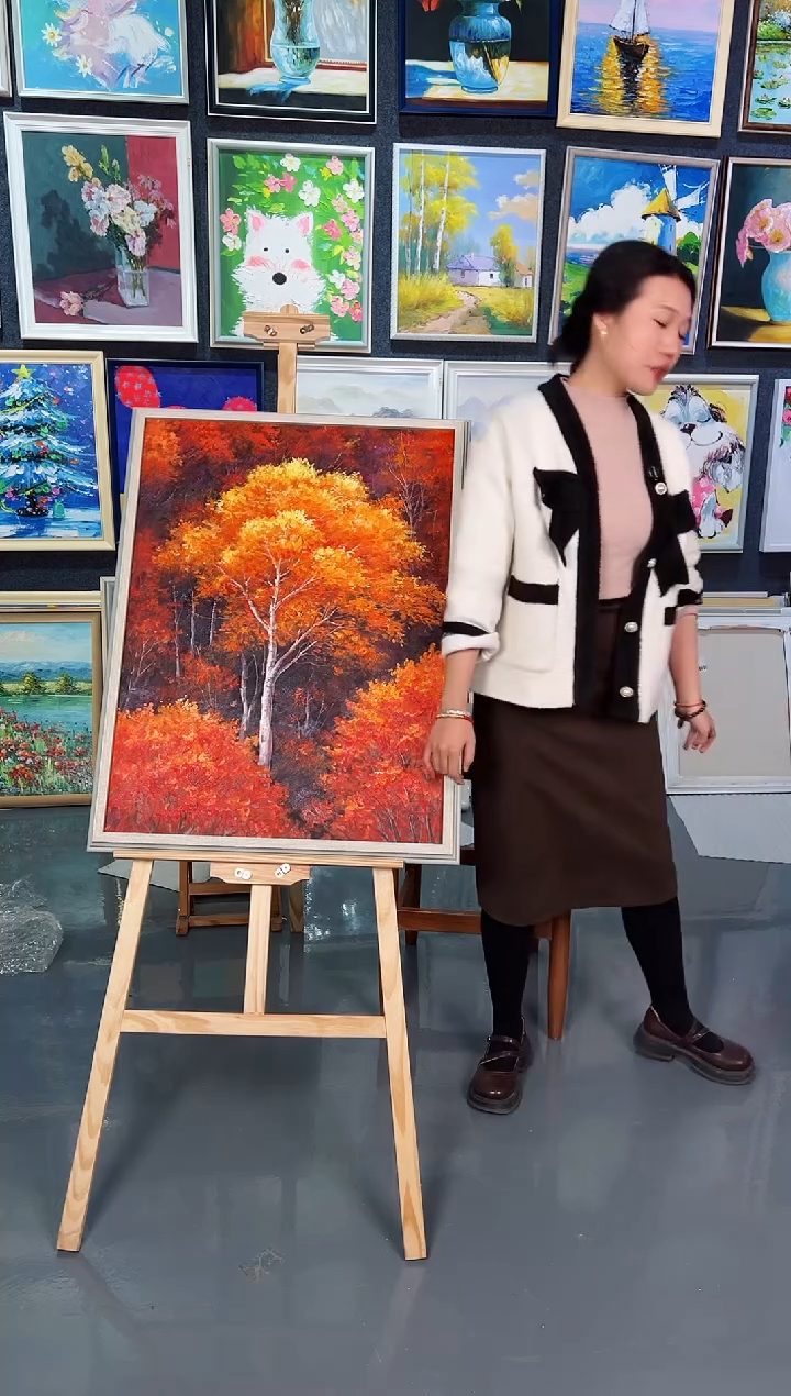 【闪购商品】油画126号 60*80 枫树-手绘油画