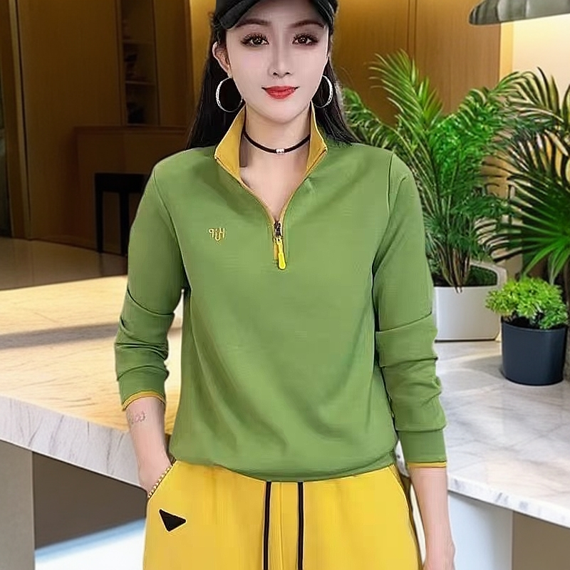 春款时尚纯棉拉链运动上衣网红