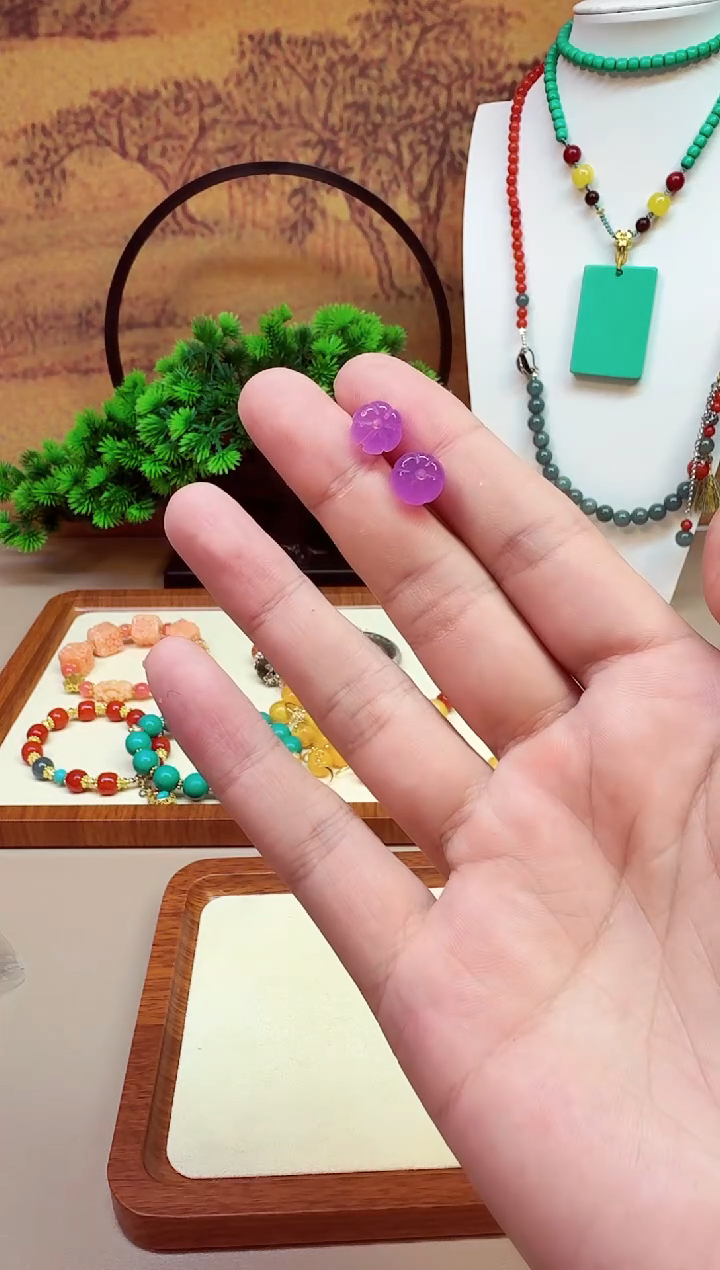 翡翠14K金镶嵌耳饰E362