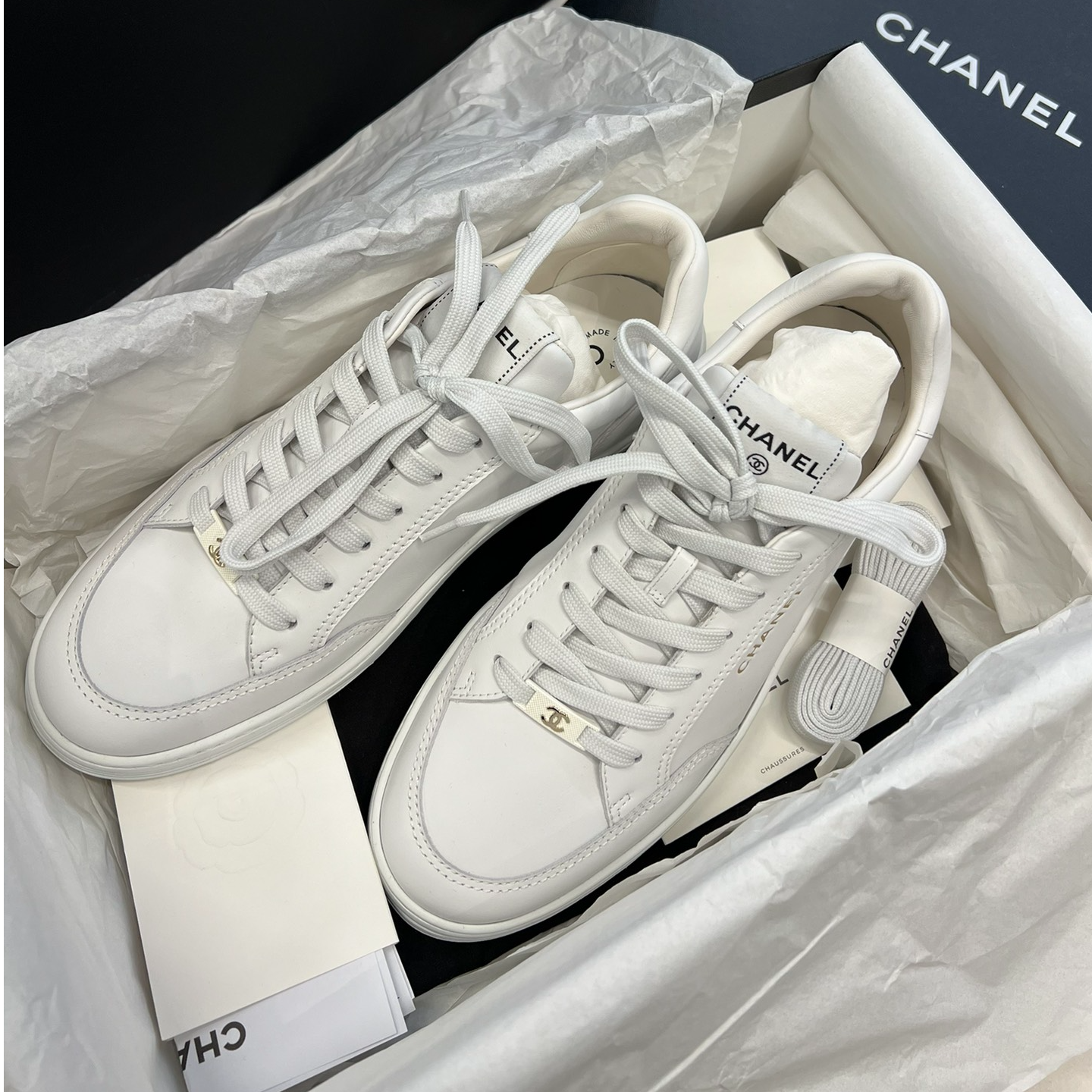 99新 Chanel/香奈儿 小白鞋 板鞋 42码/155416
