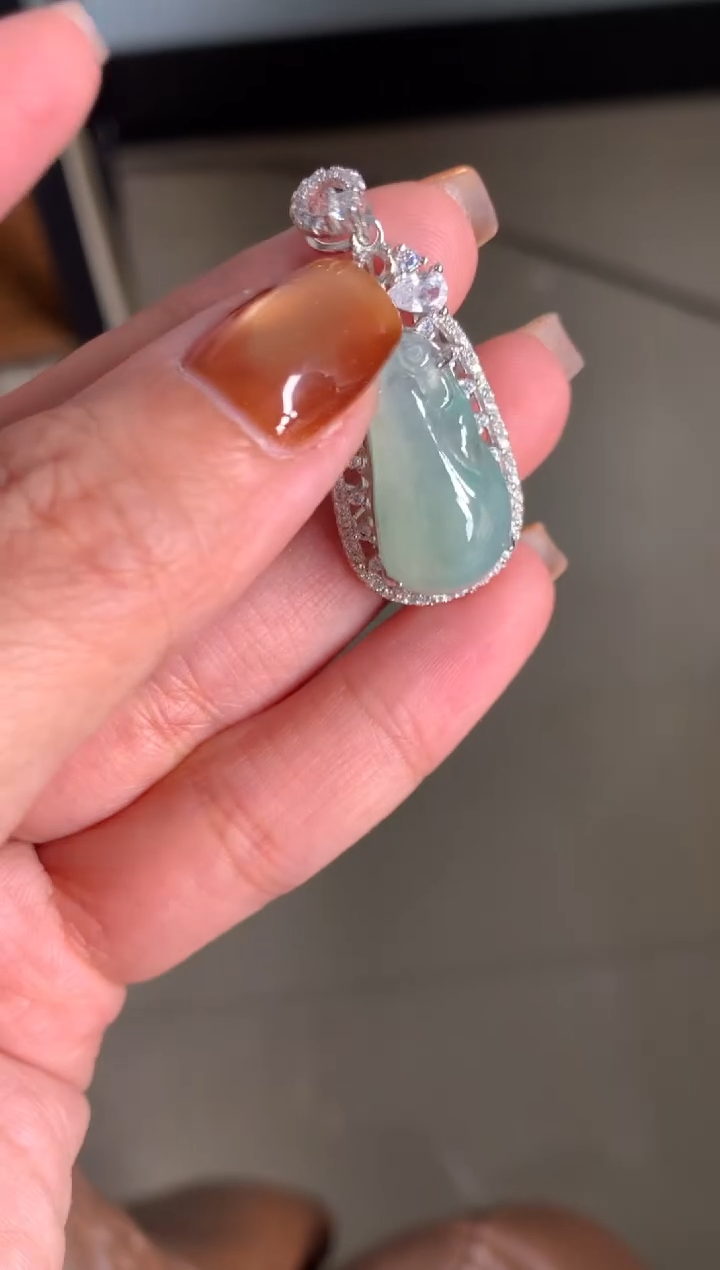 银S925镶嵌戒指翡翠吊坠