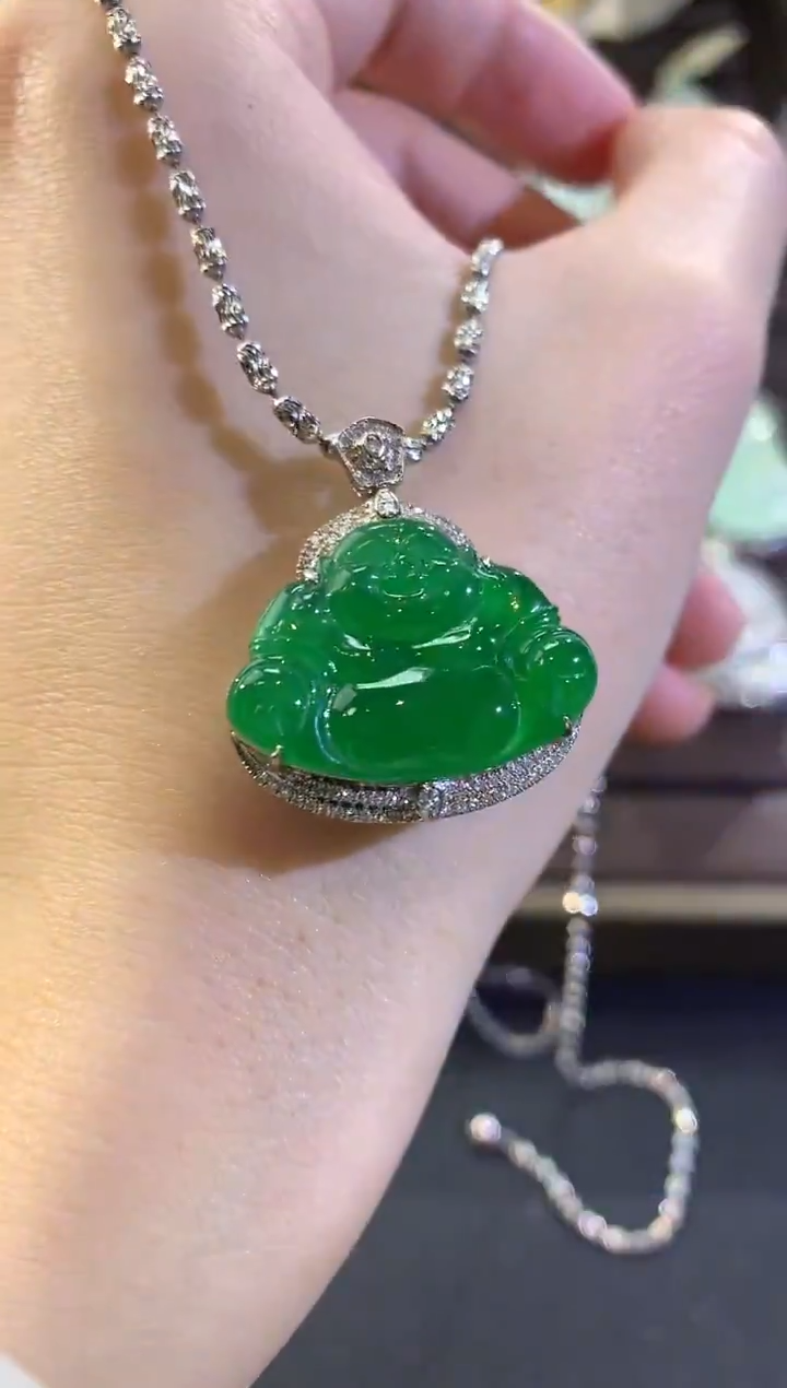 吊坠(不含链)18K金镶嵌翡翠冬日珠宝E53