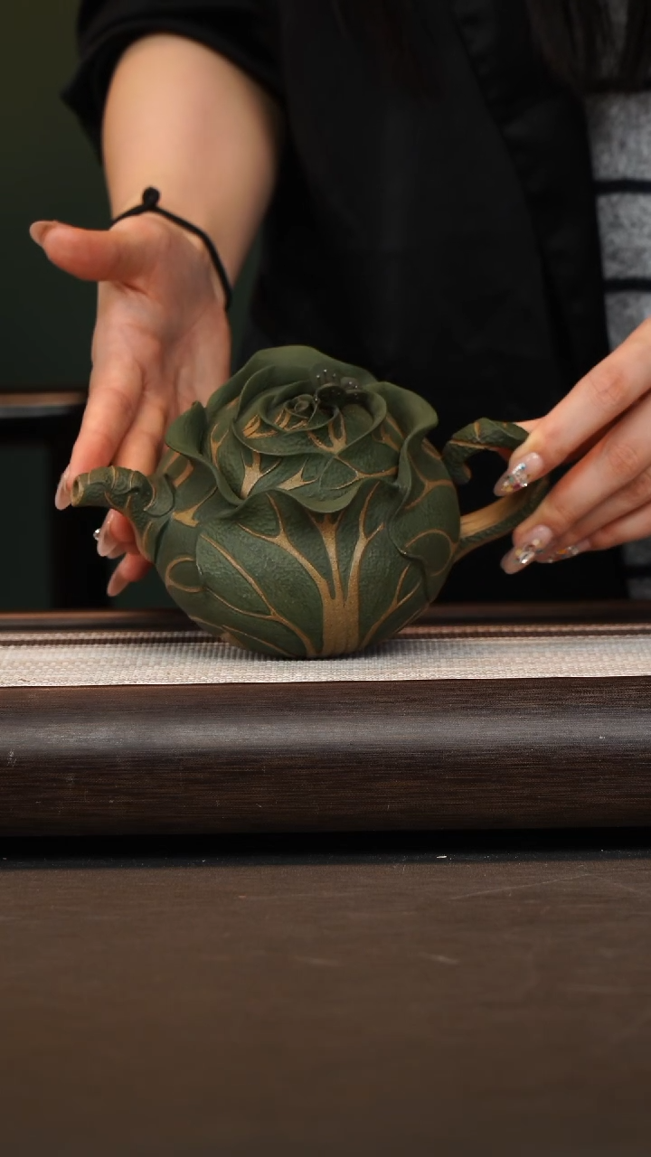茶壶紫砂高建芳/绿泥/包心菜套组/400c