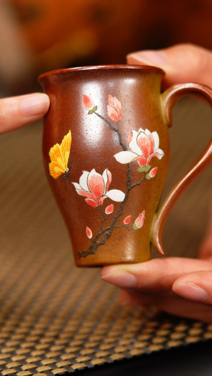 6小鱼柴烧玉兰把子杯