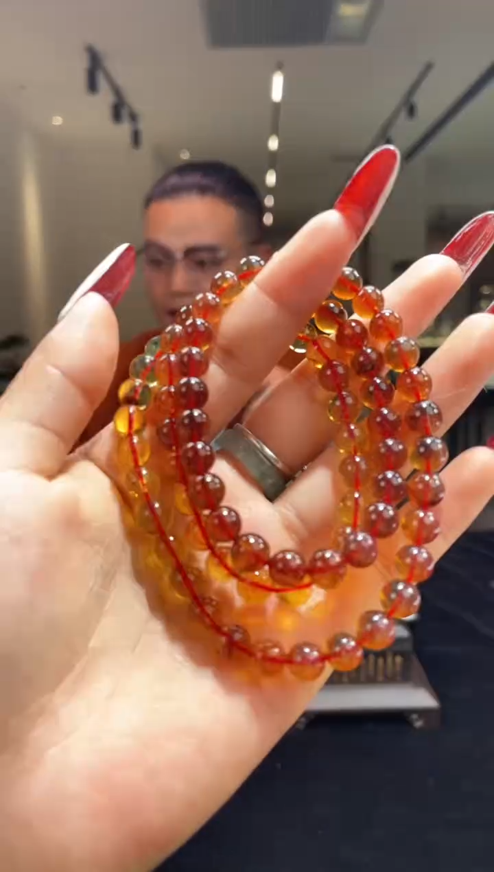 琥珀颈饰未镶嵌缅甸琥珀渐变妈妈链