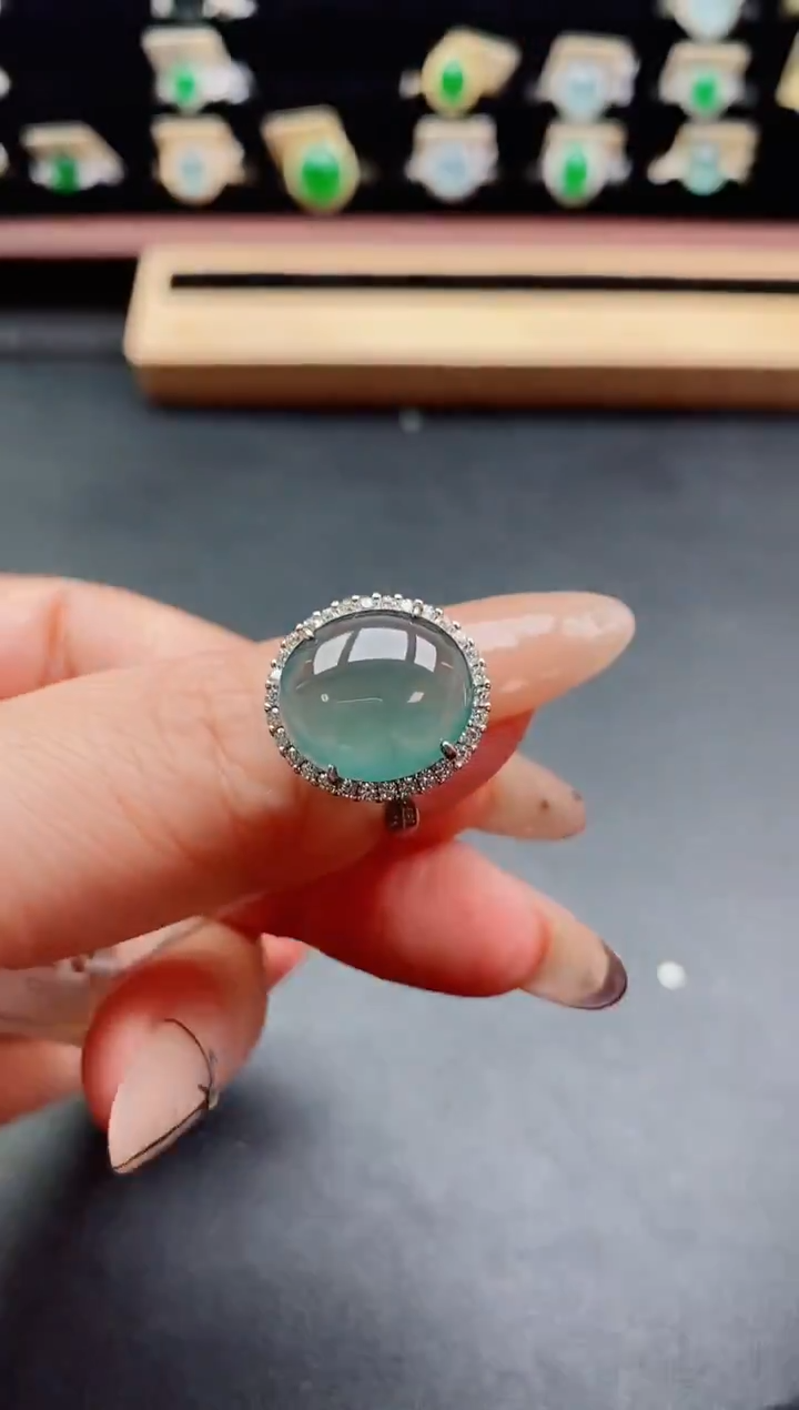 银S925镶嵌戒指翡翠1