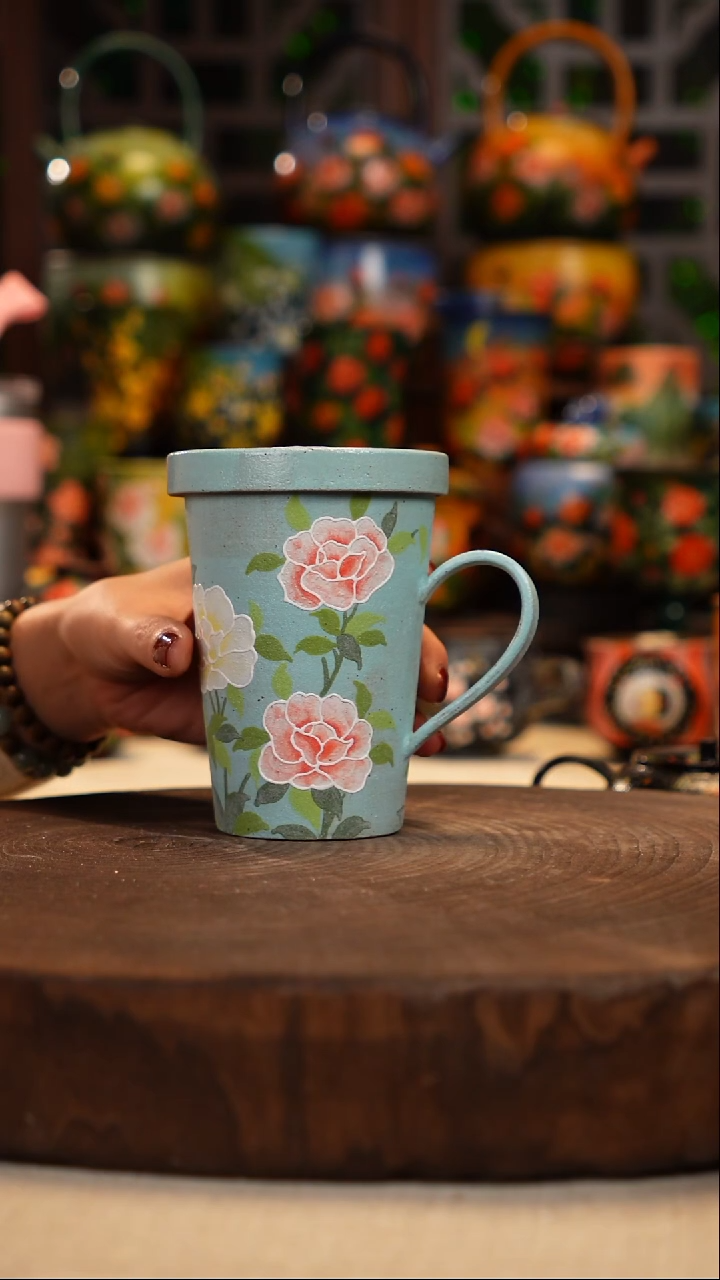 紫砂 油画釉下彩手绘